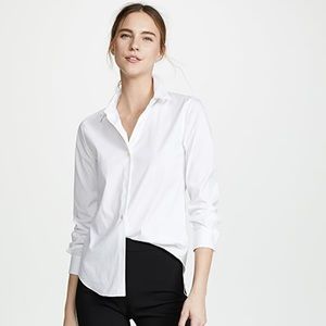 Theory white button down shirt
